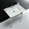 Fauceture KVPB31227W86 Dreyfuss 31" Console Sink W/SS Leg (8", 3 Hole), Wht/Nickel KVPB31227W86